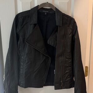 Eileen Fisher Black Coated Leather Jacket